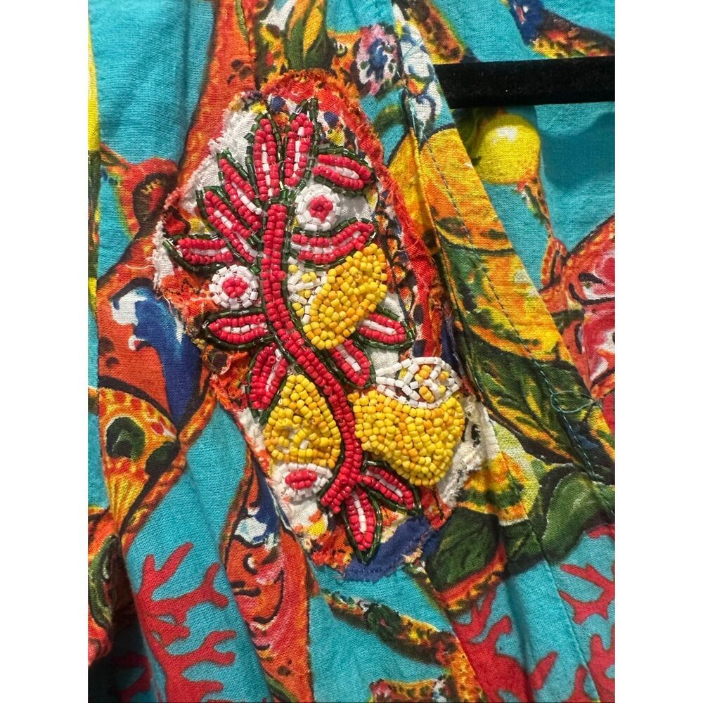Antica Sartoria by Giacomo Cinque Maxi Dress One Size Blue Mediterranean Lemon T - Picture 5 of 7